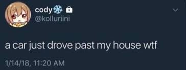 a car just drove past my house wtf